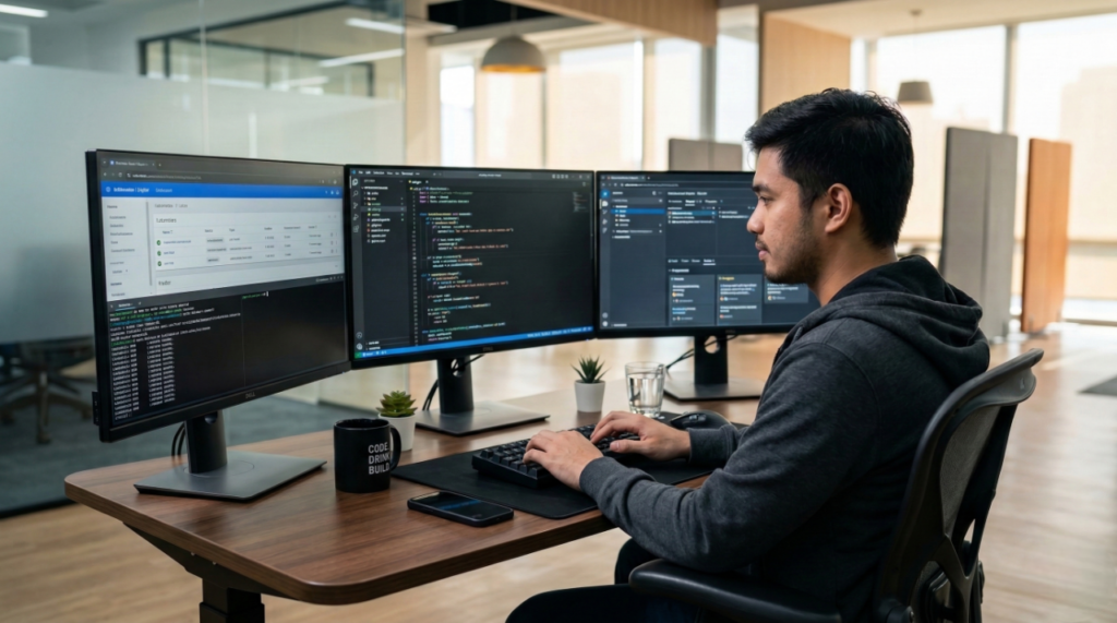 it professional coding in an office showcasing the it skills