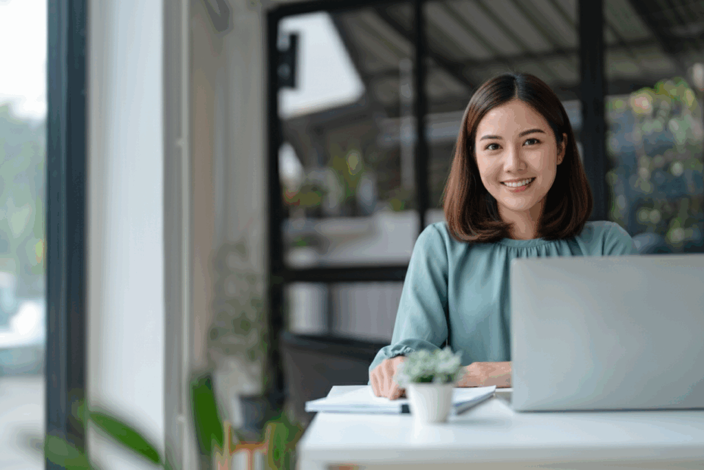 Filipina environmental analyst in an office
