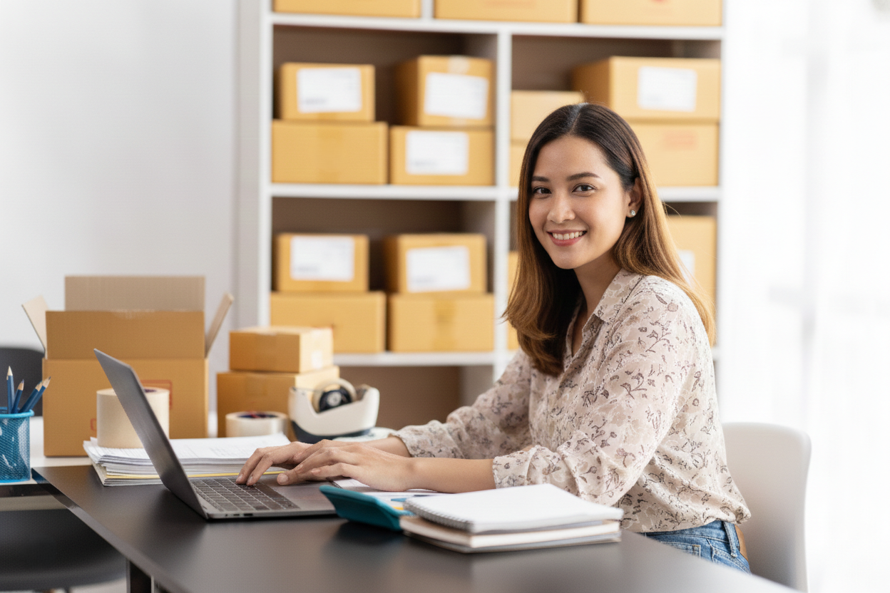 Outsourced Retail Trade and and Ecommerce Female Employee