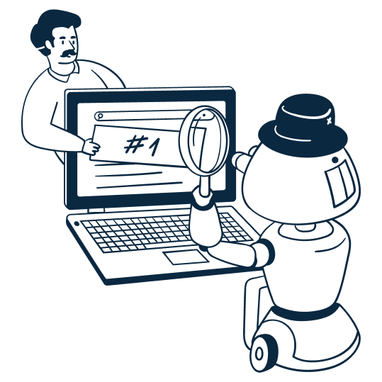 : Illustration of diverse office workers collaborating with glowing AI data interfaces.
