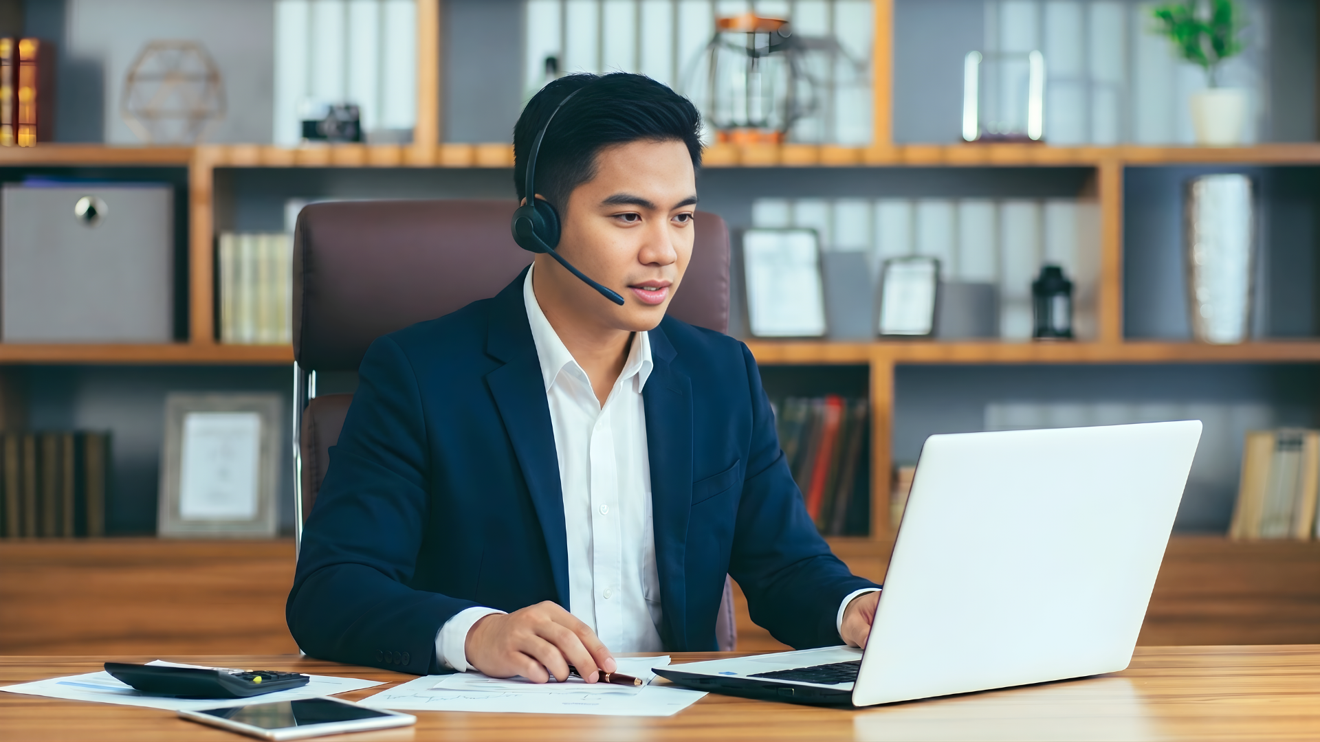 Filipino Offshore Internal Auditor analyzing company data in laptop