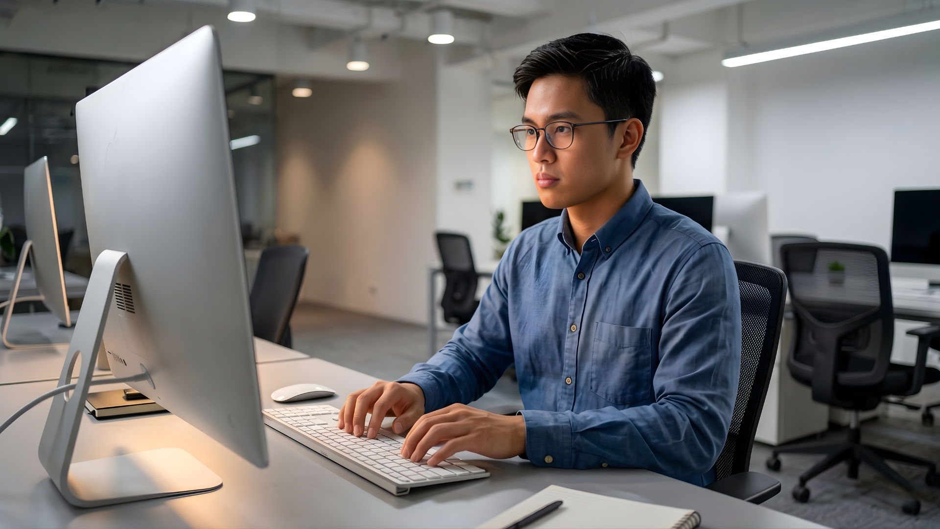 remote platform engineer working with a cloud environment in office desktop