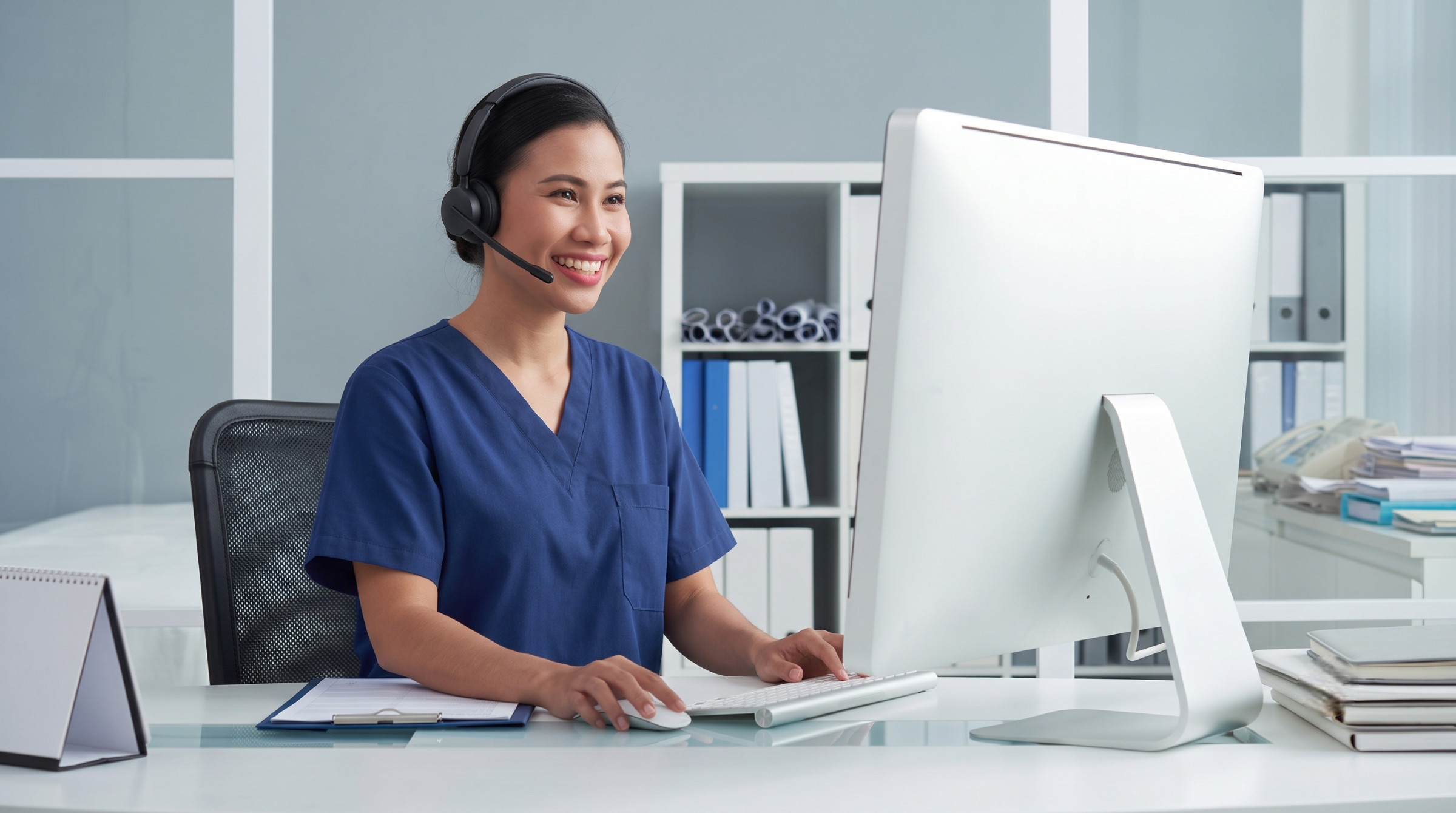 remote clinical trial coordinator in the philippines analyzing data in a computer