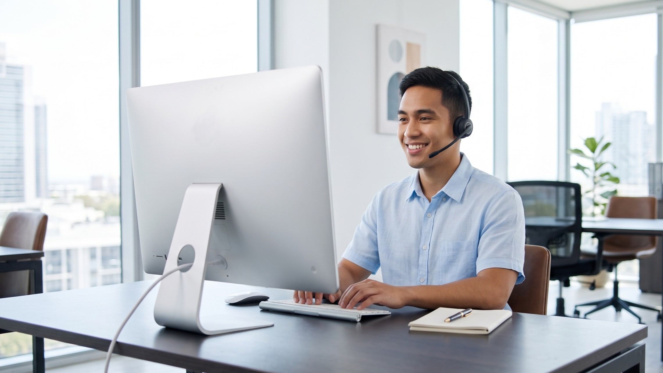 filipino call center representative answering client inquiry